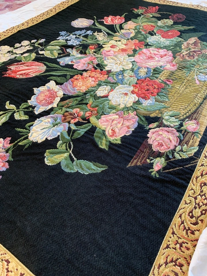 Arte tapiz de pared ramo floral de colección 37" X 53" francés 9077 Foto 3 de 4