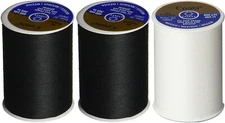 (3 Pack) Coats and Clark 2 Black 1 White all purpose thread 400 yard spool 