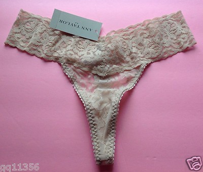 NWT ANN TAYLOR Low Rise Thong stretch lace underwear Nude Size S