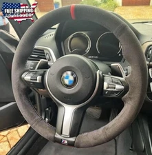 Black Alcantara Hand-stitched Suede Steering Wheel Cover For BMW F30 F80 F82 M3 