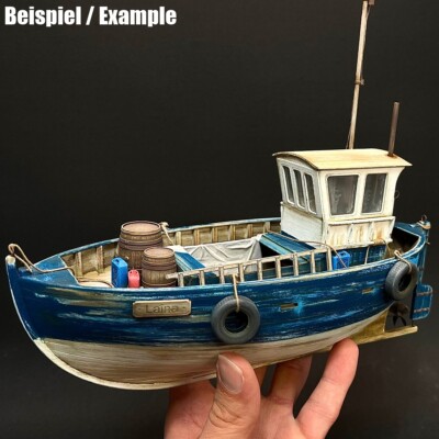 Kleines Fischerboot 1:35 Laser Cut Bausatz aus Holz zum selberbauen + 3D Druck