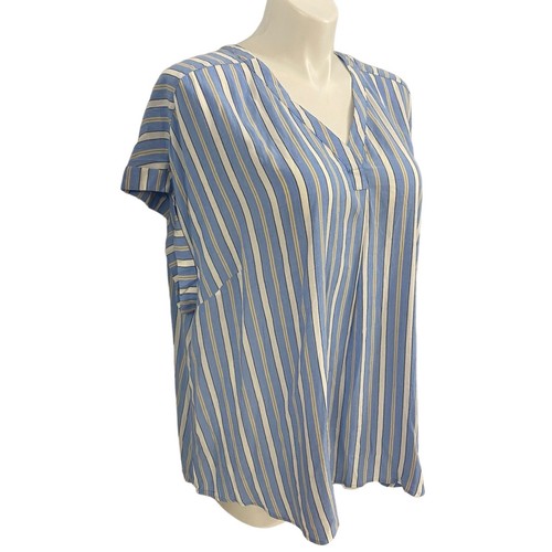 Liz Claiborne Top Womens 3X Blue Stripe Shirt Work Office Church Coastal Beach - Imagen 2 de 16