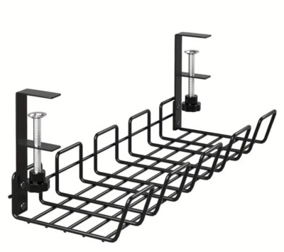 Kabelmanagement-Ablage unter Schreibtisch + 10 selbstklebende Kabelclips.