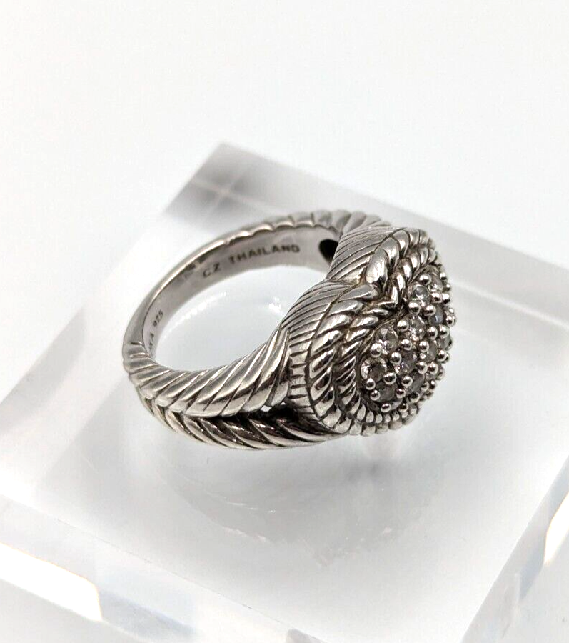 QVC Judith Ripka Sterling Silver 925 Pave CZ Twisted Rope Design Heart