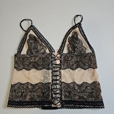 NEW NWT Victorias Secret Lace Bustier Corset Size M MEDIUM Nude Black RV 68