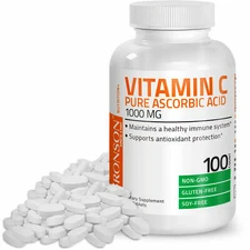 Vitamin C 1000 mg Premium Non-GMO Gluten Free Ascorbic Acid, 100 Tablets