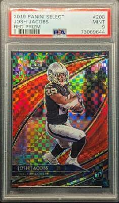 JOSH JACOBS Rookie 2019 Select Red Power Prizm PSA 9 Mint SP /49 RC