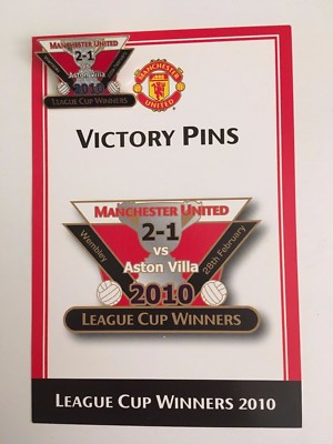 DANBURY MANCHESTER MAN UNITED FC VICTORY PIN 2010 LEAGUE CUP WINNERS VS VILLA