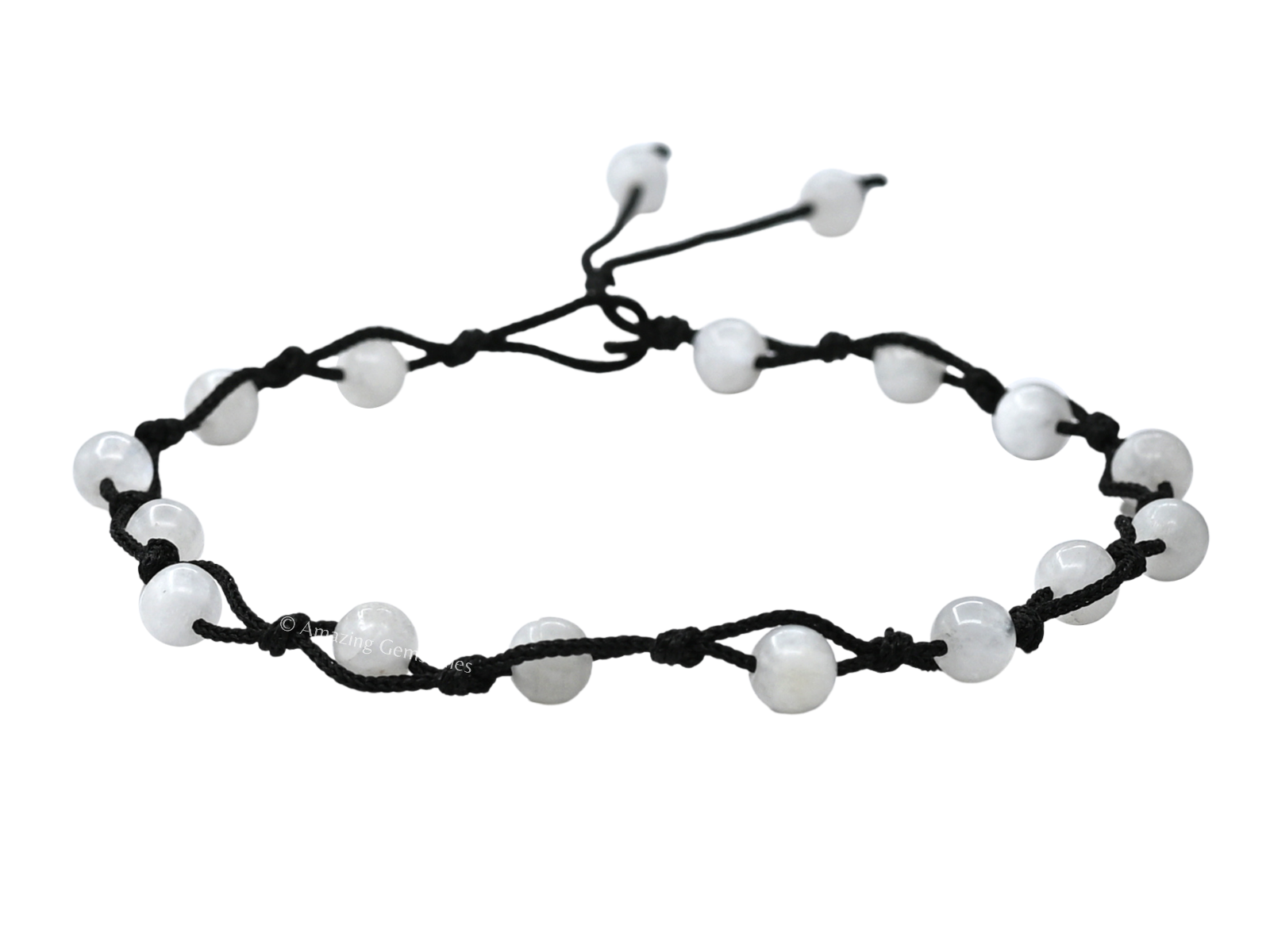 Rainbow Moonstone Stretch Ankle Bracelet for Women Hand Knotted Elegant