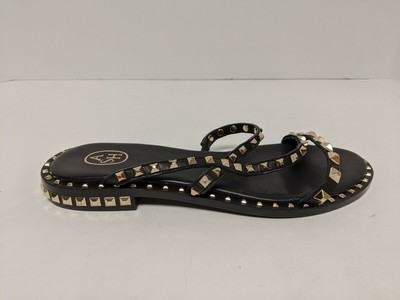 studded black slides