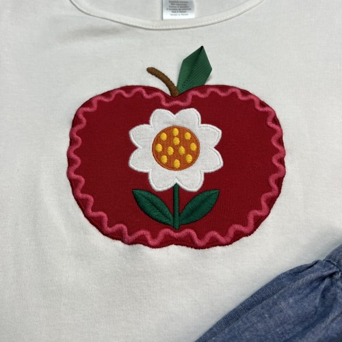 Gymboree Girls 7 Apple Orchard Ric Rac Chambray Skort Tulip Short Sleeve Top Set - Picture 2 of 5