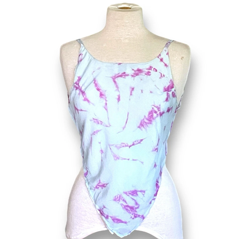 Top de pañuelo Y2K vintage años 90 Millenium para mujer talla única azul tie dye espalda abierta Foto 2 de 4