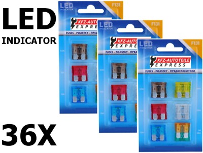 LED KFZ Auto ATO Flach Sicherungen 3A 5A 7,5A 10A 15A 20A 25A 30A 35A 40A
