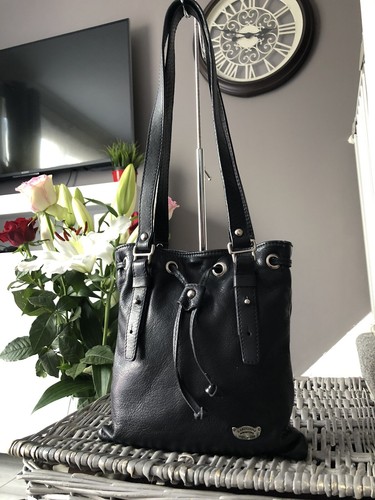 L'ARTIGIANO Sorrentino weiche schwarze Ledertasche Schultertasche Handtasche Italien - Bild 8 von 12