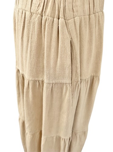 THANNE Womens Tan Beige Peasant Layered A-Line Linen Blend Skirt Size 10 - Picture 5 of 10
