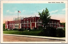 High School Ironton OH Vintage Postcard
