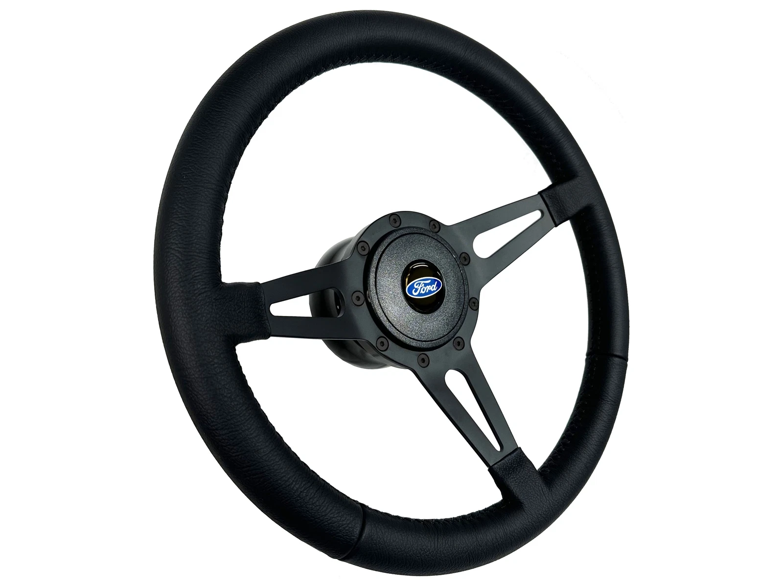 15" Dark Wood Steering Wheel On Chrome – Fits 78-91 Ford Bronco F100 F150 F250 F350