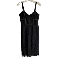 Express Corset Dress Size 4 Black Midi Sleeveless Eyelet Pencil Sheath Lined