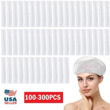 300Pcs Disposable One-off Hotel Home Shower Bathing Clear Hair Elastic Caps Hats