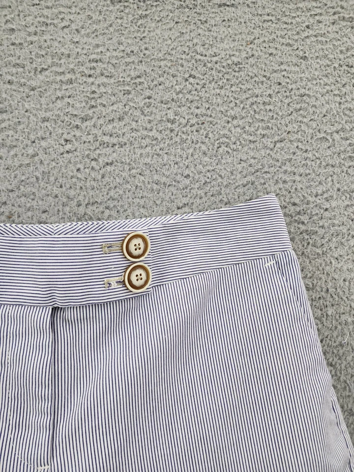 Pantalones Cortos Mujer 6 Blanco Azul Rayas Calce Relajado Comodidad Causal Verano Foto 2 de 4