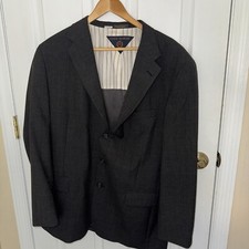 Tommy Hilfiger Men's 44R Black Grey Stripes Wool Suit Jacket Made in USA