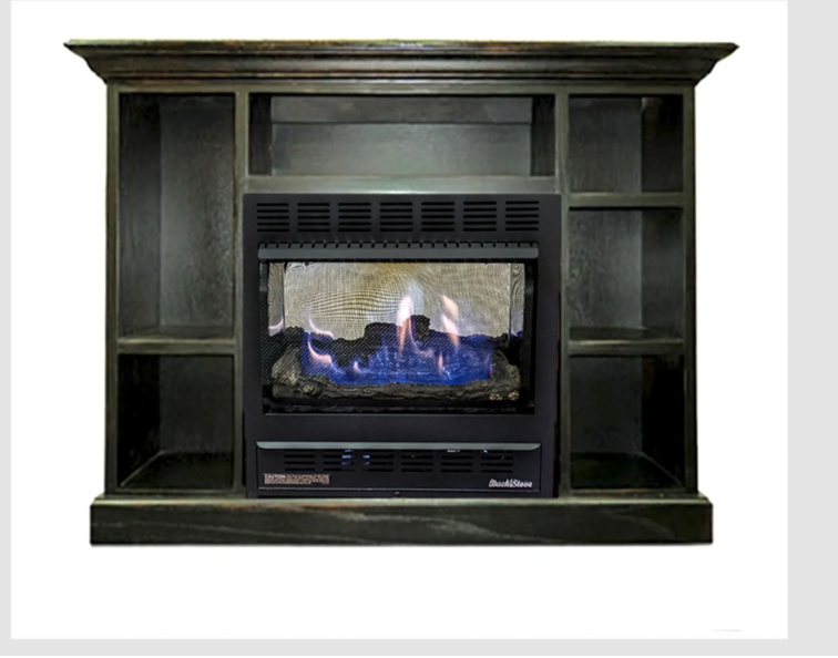Buck Stove Model 1127 Vent free Gas Stove with Dark Oak Mantel NV