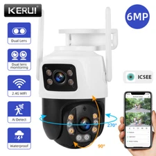 6MP WiFi Security Camera Outdoor Dual Lens PTZ Auto Tracking IR Night Vision Cam