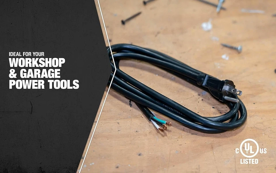 14/3 SJTW Power Tool Replacement Cord - 6-Foot, Black - Image 3 of 4