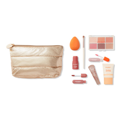 ULTA Beauty Collection Gold Puffy makeup bag 9 Piece beauty makeup items GiftSet