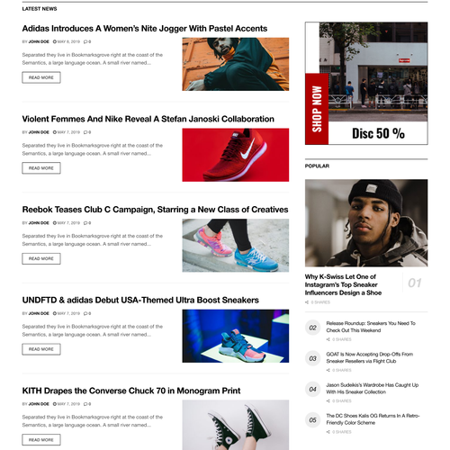 Sneakers Magazine Website Design with Free VPS Web Hosting and Installation - Picture 2 of 7
