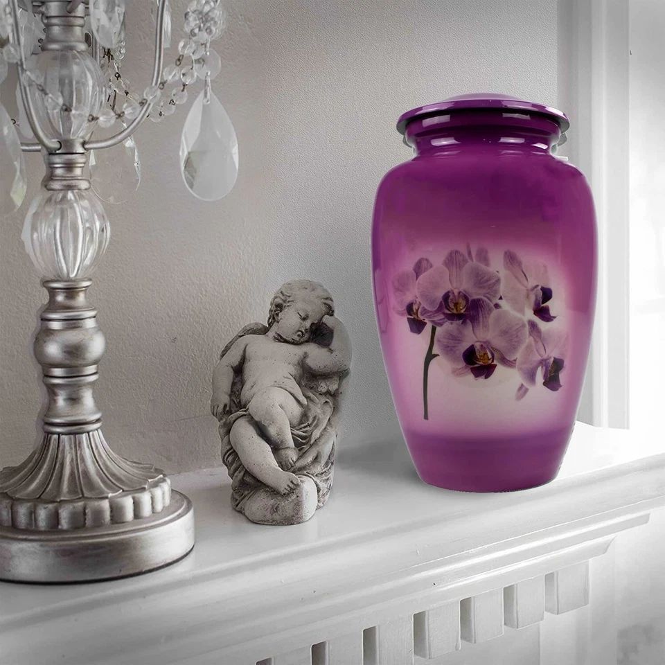 Cremation Urns Large for Ashes Blessing Purple Orchids Urn - Image 4 of 4