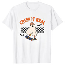 Creep It Real Ghost Skating Halloween Unisex T-Shirt Funny Spooky Tee