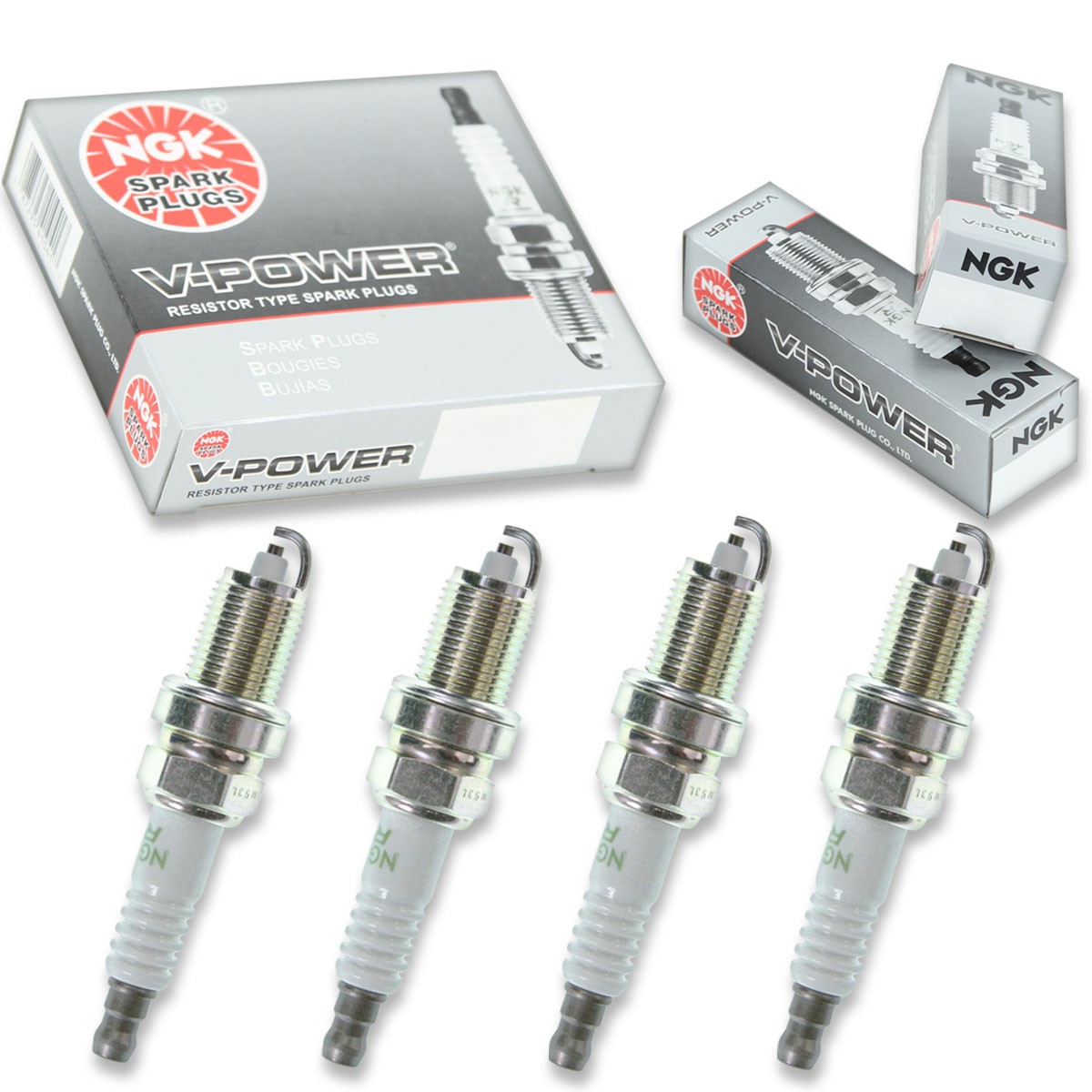 4 pc NGK 1041 ZFR6A-11 V-Power Spark Plugs for XS5224 QJ20CR11 QJ20CR-11 vb