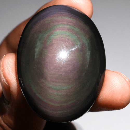 Set 2 PC Natural Rainbow Obsidian Hi-Quality Collectible Oval Crystal Palmstones - Picture 4 of 12