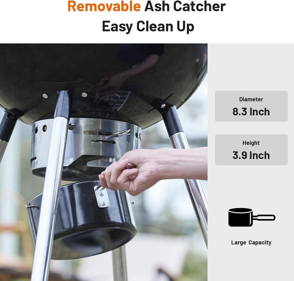 Parrilla Hervidor de agua Parrilla de carbón de 22,5 pulgadas con mesa auxiliar desmontable, portátil Foto 4 de 4
