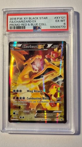 2016 P.M. XY BLACK STAR FA/CHARIZARD EX PROMO-RED & BLUE COLL. PSA 6 #XY121