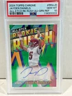 JAYDEN DANIELS 2024 TOPPS CHROME ALL-ETCH ROOKIE RUSH AUTO /99 GREEN PSA 10