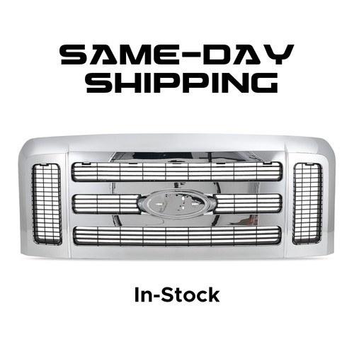 Front Grille Assembly Fits 2008-2010 Ford F250 F350 F450 F550 Super Duty Chrome