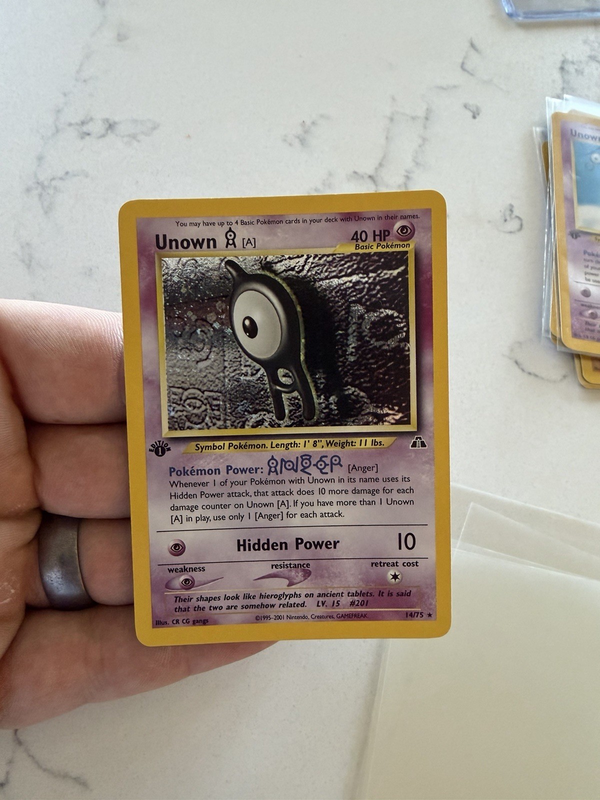 Pokemon TCG Neo Discovery Unown [A] 14/75 Holo 1st Edition LP/MP
