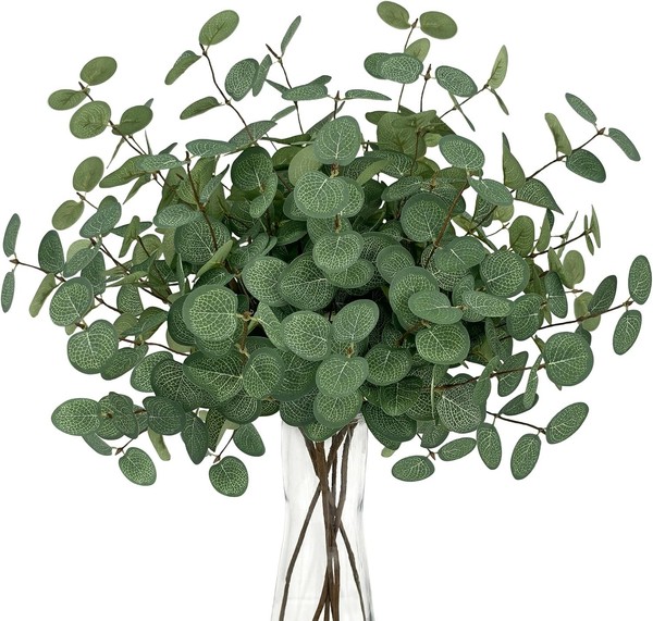 KüNstliche Eukalyptus Zweige 60Cm GrüN Stoff Deko FüR Hochzeit Tischdeko Party-image