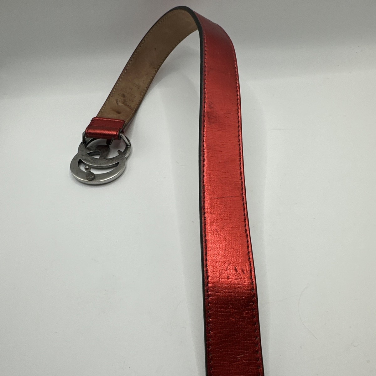 Gucci Red Leather Belt with Gold Double G Buckle Marmont Gucci Red Belts for Women for sale | eBay main image 3