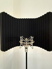 Mic stand with shock mount, acoustic foam back treatment and pop filter
