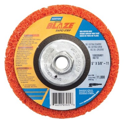 NORTON 66623303915 Non-Woven Dep Center Disc, 5 in Dia 16Z955