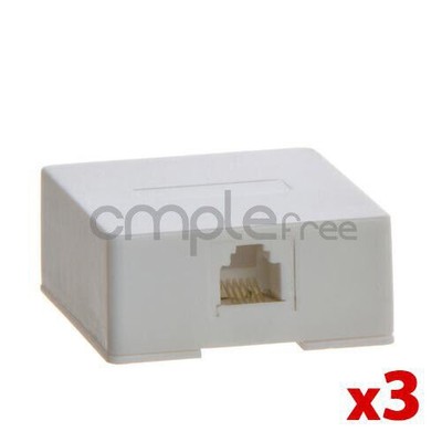1 Port, White Keystone Surface Mount Box Lot of 3