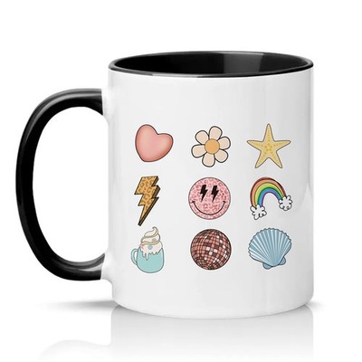 Preppy Aesthetic Icons Damen 11 Unzen Keramiktasse Retro Mädchen Trendy Geschenk für Sie