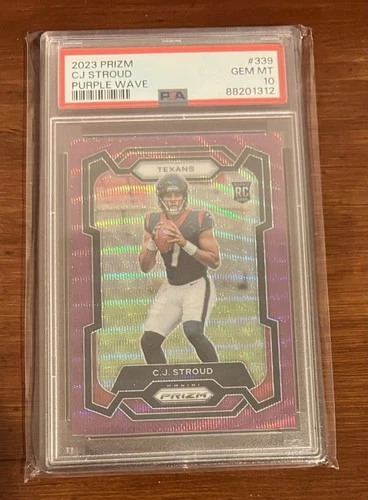 2023 PANINI PRIZM C.J. STROUD #339 ROOKIE PURPLE WAVE RC /99 PSA 10