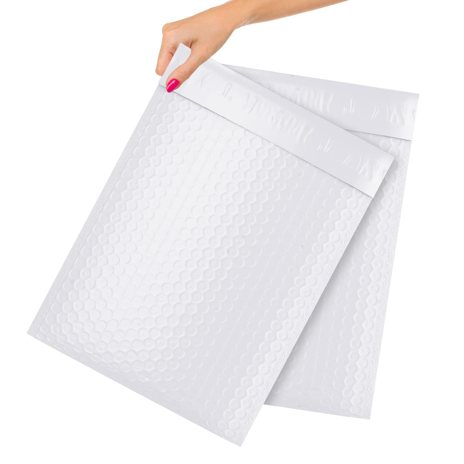 Poly Bubble Mailers 10.5x15 Inch 100 Pack White Self Seal Padded Envelopes