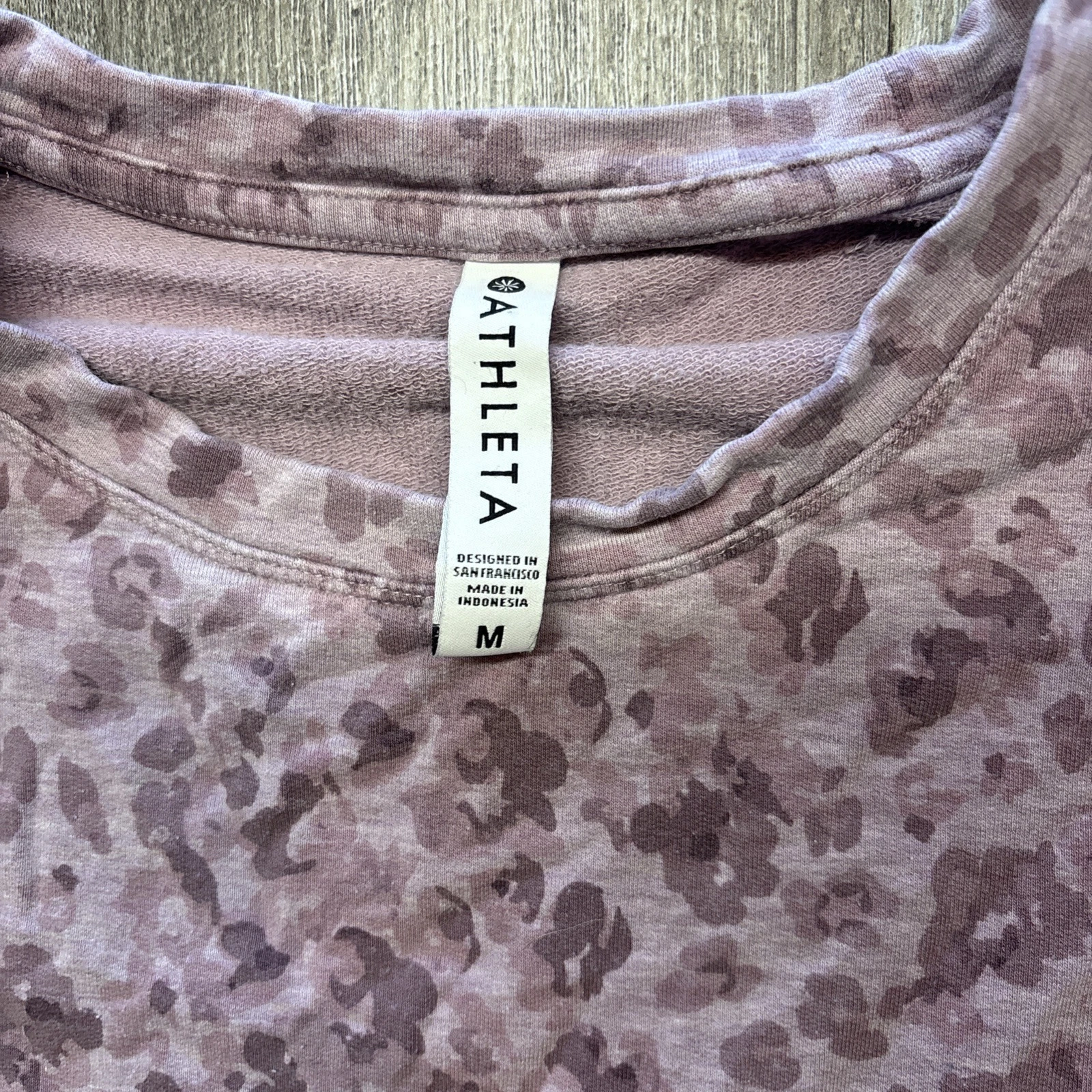athleta studio to street printed cheetah sweatshirt