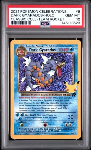 PSA 10 GEM MINT Dark Gyarados Celebrations Team Rocket Holo 2021 Pokemon 8/82