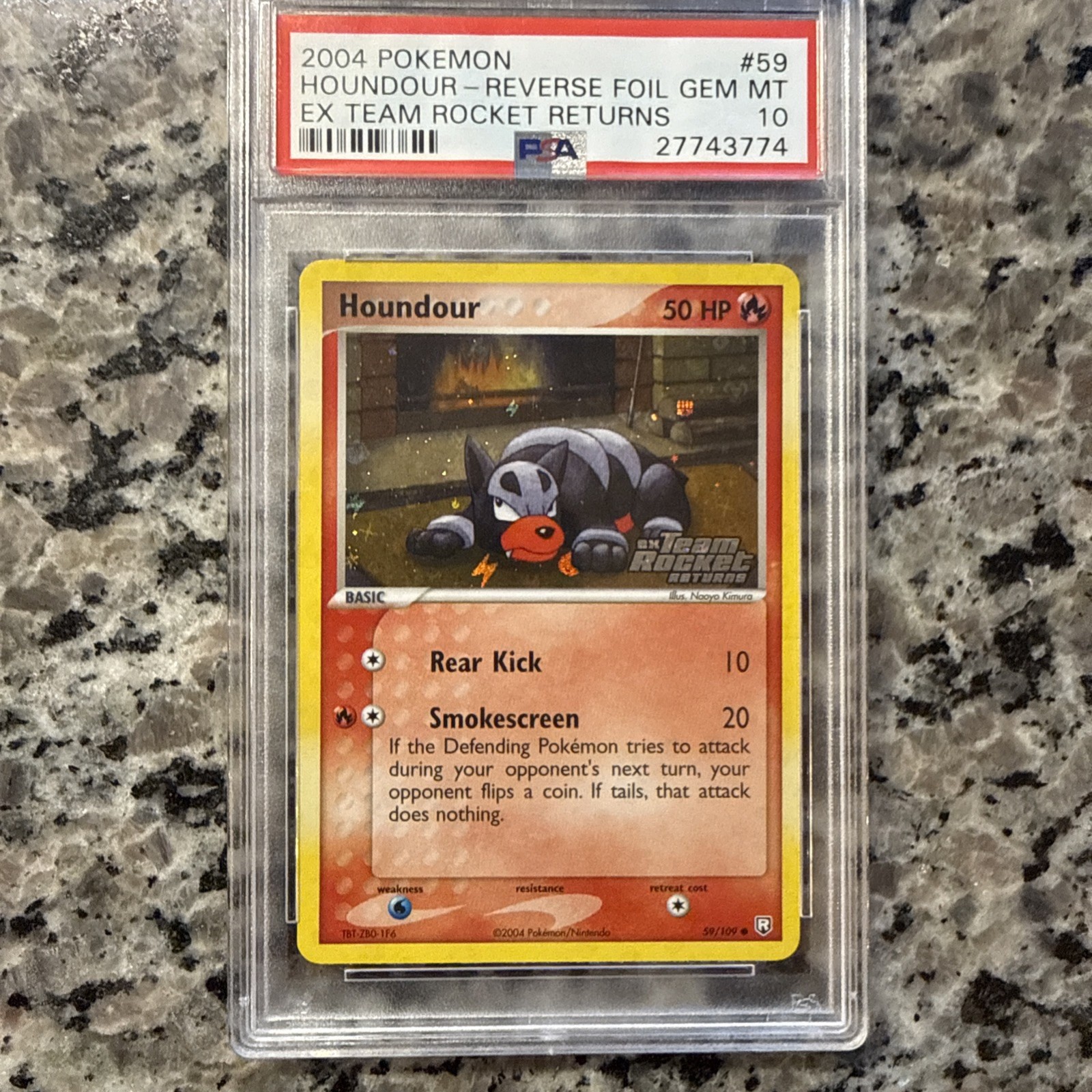 Pokémon PSA 10 Ex Team Rocket Returns Houndour Reverse Holo 59/109
